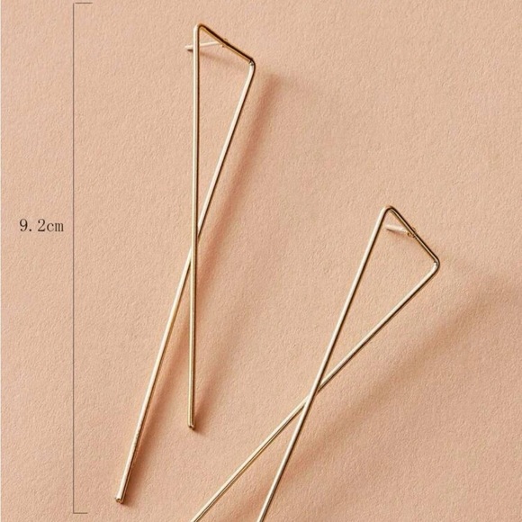 Gold Geo Long Bar Earrings Brand New! - Picture 4 of 6